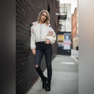 Free People Cream Sherpa Jacket size Large